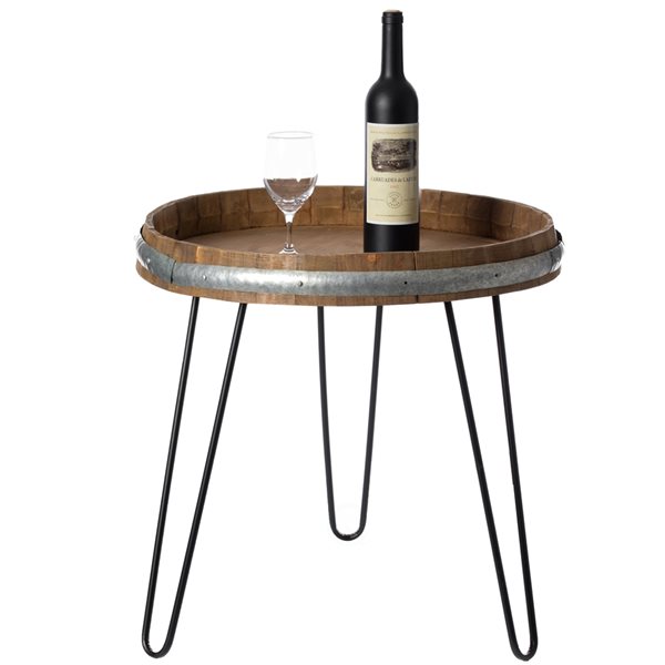 Vintiquewise Brown Wood Round End Table