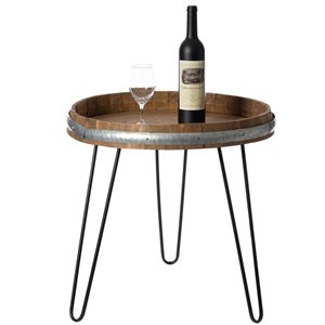Table pour canapé ronde Vintiquewise en bois brun