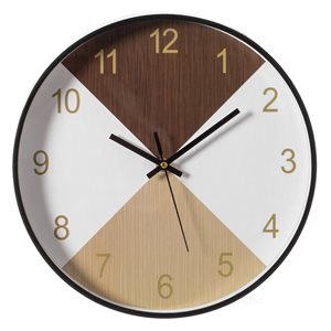 Quickway Imports 12-in Brown/White Analog Round Wall Standard Clock