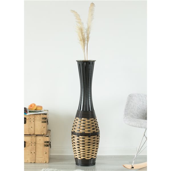 Uniquewise 33-in x 9.5-in Black Bamboo Vase