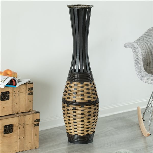 Uniquewise 33-in x 9.5-in Black Bamboo Vase