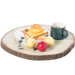 Vintiquewise 16-in x 16-in Round Brown Wooden Log Serving Tray