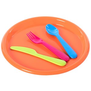 Ensemble de vaisselle pour enfants multicolore Basicwise en plastique, 4 pièces