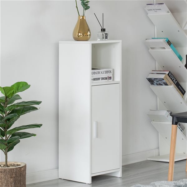 Basicwise 12-in x 37.75-in x 12-in White Particleboard Freestanding Linen Cabinet