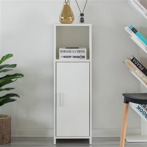 Basicwise 12-in x 37.75-in x 12-in White Particleboard Freestanding Linen Cabinet