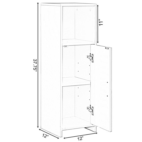 Basicwise 12-in x 37.75-in x 12-in White Particleboard Freestanding Linen Cabinet