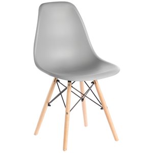 Fabulaxe Grey Contemporary Side Chair with Wood Frame