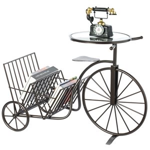 Table d'appoint en forme de bicyclette par Vintiquewise en métal brun avec porte-revues