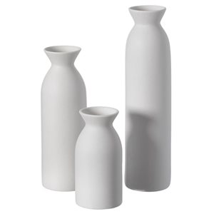 Uniquewise 12-in x 3-in White Ceramic Vases - Set of 3