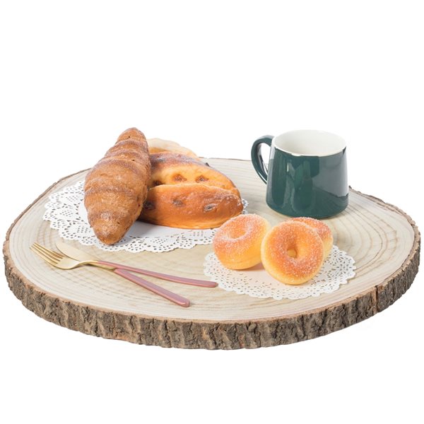 Vintiquewise 18-in x 18-in Round Brown Wooden Log Serving Tray