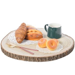 Vintiquewise 18-in x 18-in Round Brown Wooden Log Serving Tray