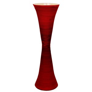 Uniquewise Red 27-in x 8-in Bamboo Hourglass Vase