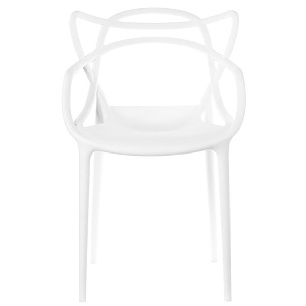 Fabulaxe White Contemporary Dining Arm Chair with Plastic Frame