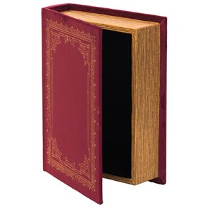Boîte en forme de livre en bois Vintiquewise rouge de 7 po l. x 9 po h. x 2 po p.