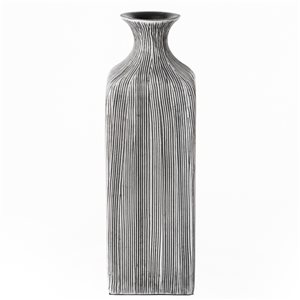 Uniquewise 8-in x 3-in Grey Polyresin Vase