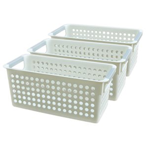 Basicwise 11.5-in W x 5-in H x 5.35-in D White Plastic Baskets - 3-Pack