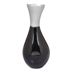 Uniquewise 9.75-in x 4.25-in Black Aluminum Irregular Vase
