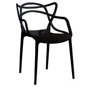 Fabulaxe Black Contemporary Dining Arm Chair with Plastic Frame