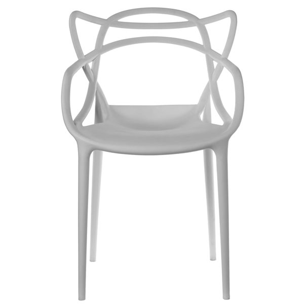 Fabulaxe Grey Contemporary Dining Arm Chair with Plastic Frame - Set of 4