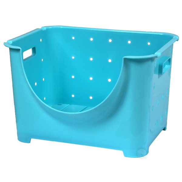 Basicwise 10.3-in W x 9.1-in H x 11.1-in D Blue Plastic Bin