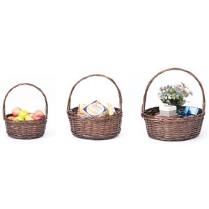 Vintiquewise Round Basket with Handle - Set of 3