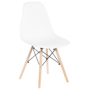 Fabulaxe Contemporary Side Chair with Wood Frame in White