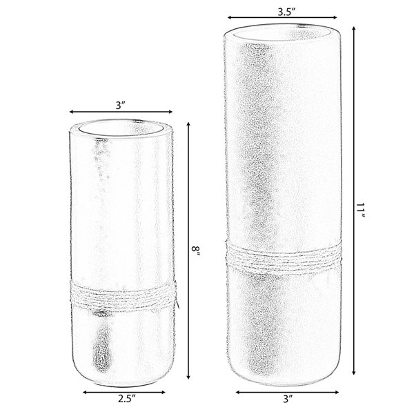 Uniquewise 11-in x 3.5-in Black Ceramic Vases - Set of 2