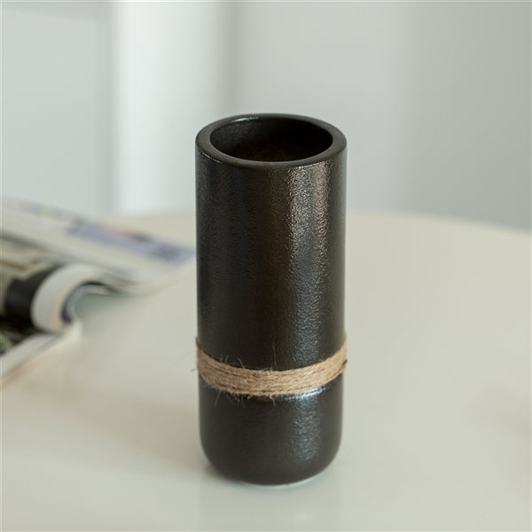 Uniquewise 11-in x 3.5-in Black Ceramic Vases - Set of 2