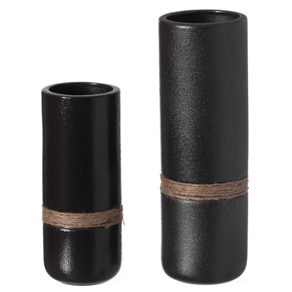 Uniquewise 11-in x 3.5-in Black Ceramic Vases - Set of 2