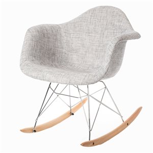Fabulaxe Mid-Century Light Grey Rocking Chair