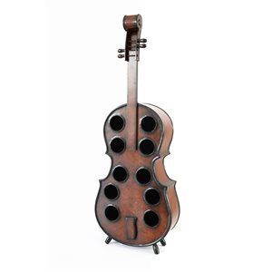 Vintiquewise 10-Bottle Wooden Cello Shaped Decorative Wine Bottle Holder