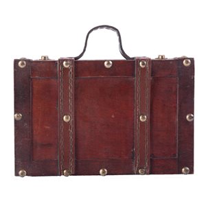 Vintiquewise 8-in Antique Brown Wood Suitcase