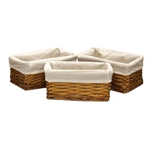Vintiquewise 10-in W x 5.75-in H x 4.5-in D Brown Woven Wooden Baskets - 3-Pack