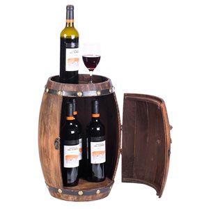 Vintiquewise 3-Bottle Wooden Barrel Shaped Decorative Wine Bottle Holder