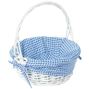 Vintiquewise White Small Basket with Bleu Liner and Handle
