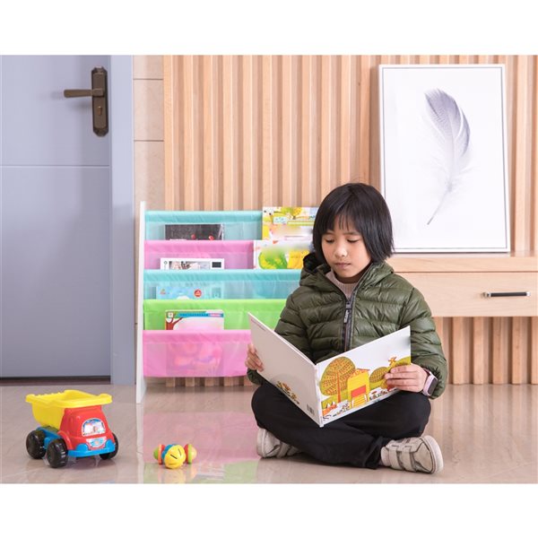 Basicwise Multicolour Wood 4-Tier Kids Bookcase
