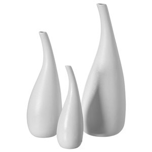 Uniquewise 12.5-in x 4-in White Ceramic Teardrop Vases - Set of 3