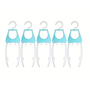 Basicwise Blue Plastic Foldable Clothes Hangers - 5-Pack