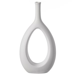 Uniquewise 12-in x 2.5-in White Ceramic Irregular Vase