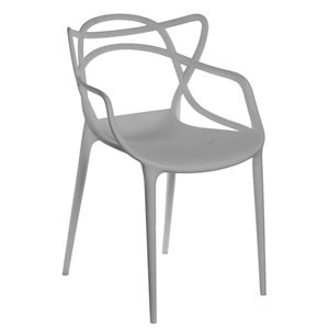 Fabulaxe Grey Contemporary Dining Arm Chair with Plastic Frame
