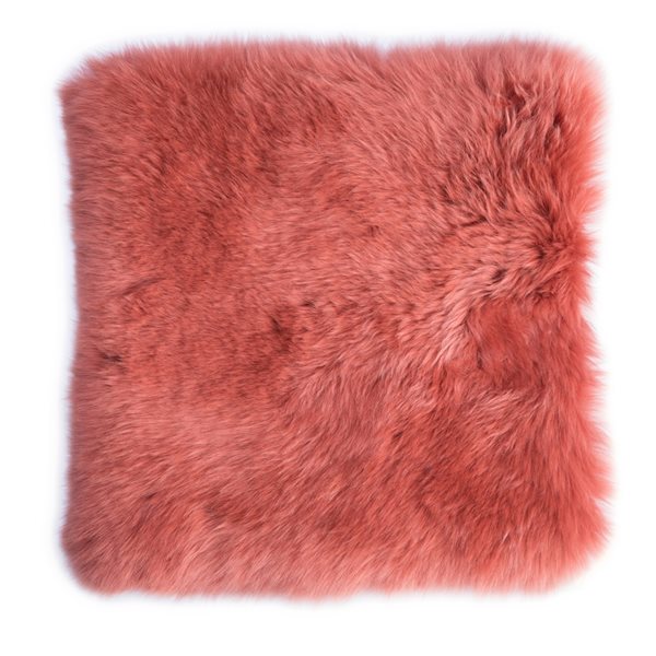 Deerlux 16-in x 16-in Coral Lamb Fur Indoor Decorative Cushion Cover