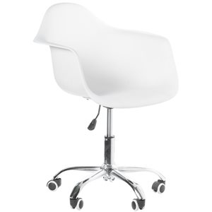 Fabulaxe White Contemporary Ergonomic Adjustable Height Swivel Desk Chair