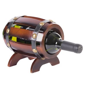 Vintiquewise 1-Bottle Wooden Barrel Shaped Decorative Wine Bottle Holder