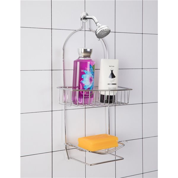 Basicwise 17.75-in Aluminum Chrome Hanging Shower Caddy