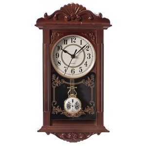 Quickway Imports Brown Analog Rectangle Wall Standard Clock