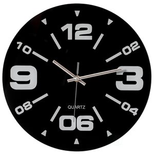 Quickway Imports 12-in Black Analog Round Wall Standard Clock
