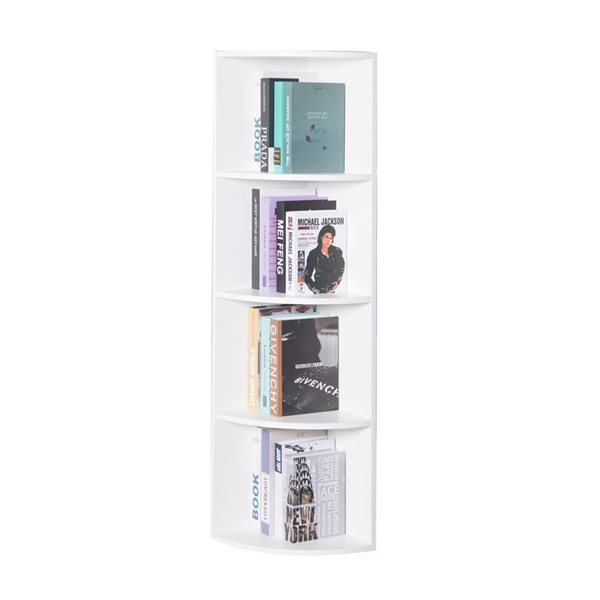 Basicwise White Wood 4 Shelf Corner Bookcase QI003553 W RONA   331030661 MainImage 001 L 