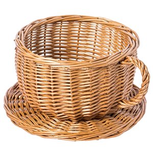 Vintiquewise Coffee Mug Shaped Wicker Basket