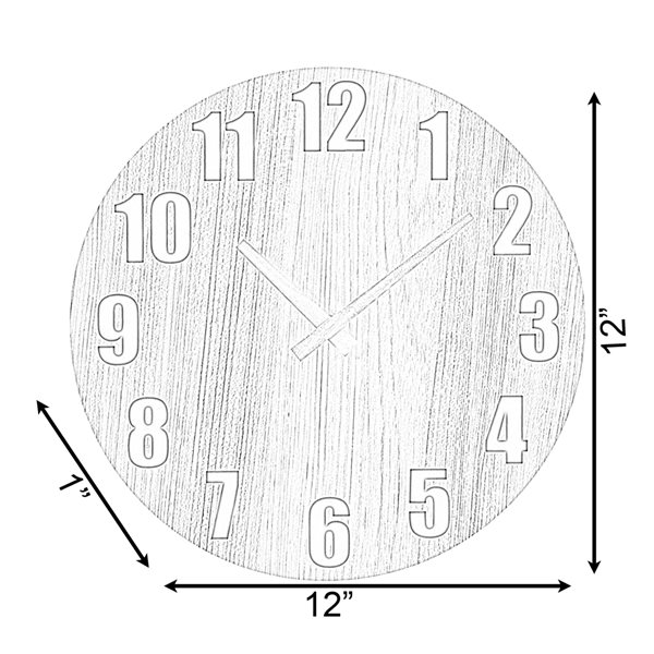 Quickway Imports Brown Wood Analog Round Wall Standard Clock