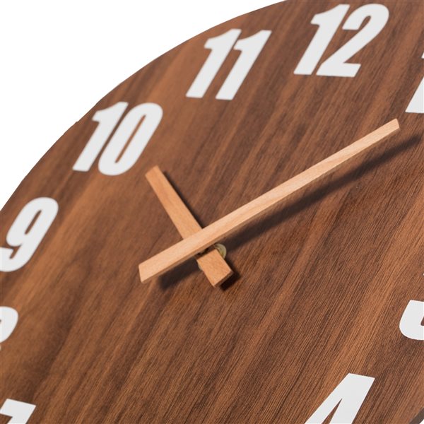 Quickway Imports Brown Wood Analog Round Wall Standard Clock